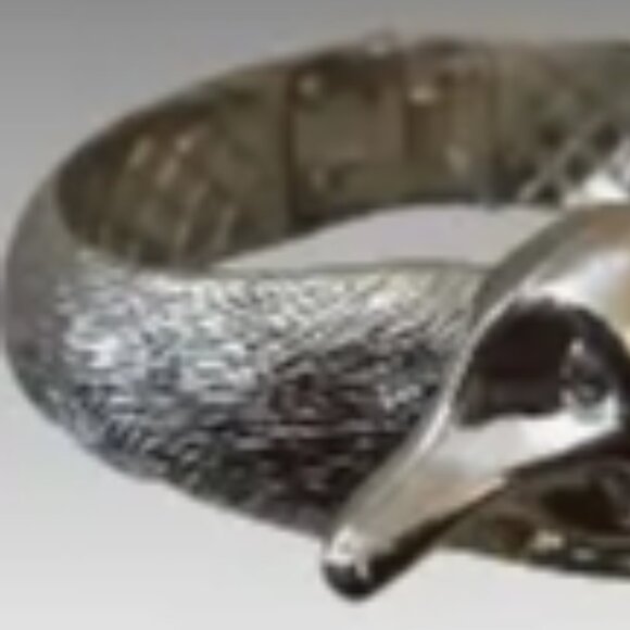 Vintage Castlecliff Silver Plated Fox Clamper Cuff Bracelet Vintage Hinged Fox - Picture 3 of 7